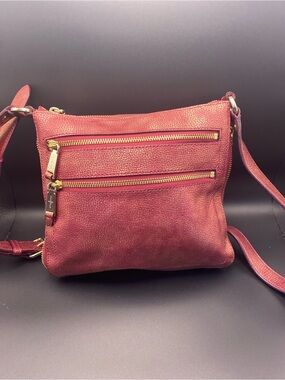 Cole Haan Leather Metalic Rita Crossbody Bag in Burgundy Metalic-Like New